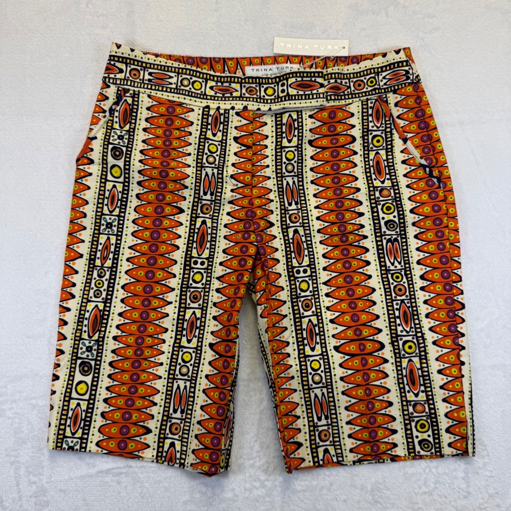 Trina Turk Lori Bermuda Shorts Womens 6 Multicolor Tribal Print‎ Cotton R281311